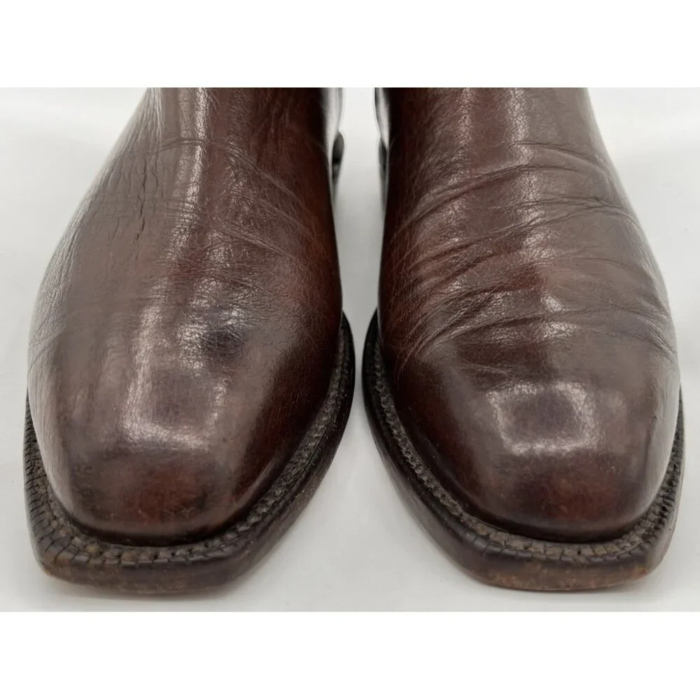 LUCCHESE CLASSICS WHISKEY BURNISHED FLORENCE BUFFALO ROPER COWBOY BOOTS MENS 13